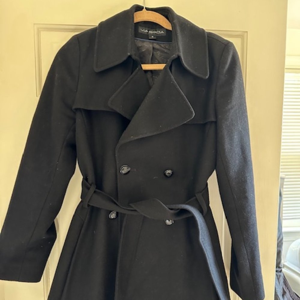 Via Spiga Wool Black Double-Breasted Coat